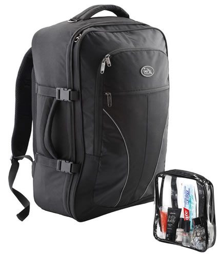 Cabin Max Palermo Carry-on Backpack with Detachable Toiletry Bag 44 litres 55x40x20cm Black