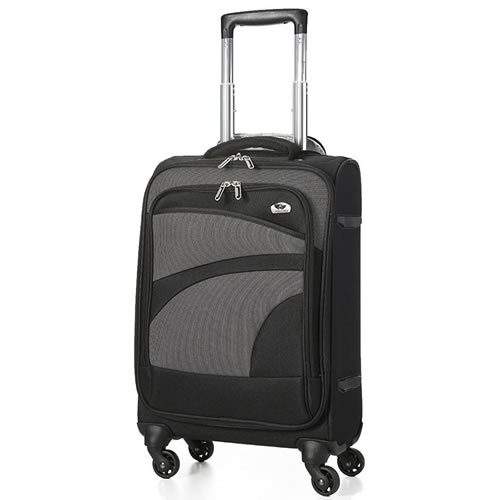 Ryanmax & Aer Lingus 55x35x20cm 4 Wheel Flexible Cabin Bag 1.8Kg Black Grey Trim