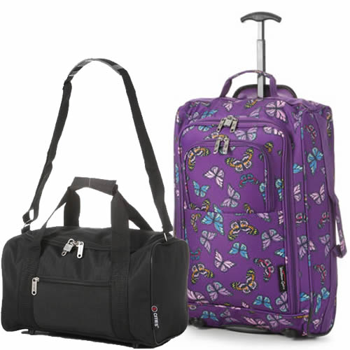 Travelmax Ryanair 2 CabinBag Set Butterfly Purple Black