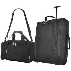 Travel Buddies 55x40x20cm & 35x20x20cm Cabin Bag Set Black