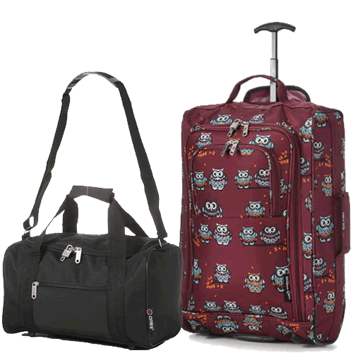 Travelmax Ryanair 2 CabinBag Set Owl Burgundy