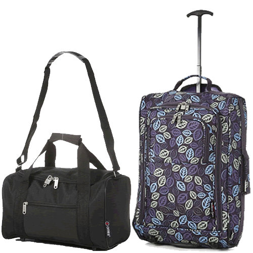 Travelmax Ryanair 2 CabinBag Set Purple Leaf