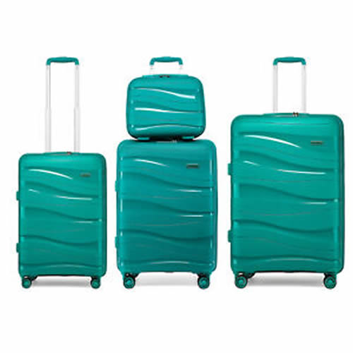 Kono Luggage Sets of 4 Piece Lightweight Polypropylene Hard Shell Suitcase with TSA Lock Spinner Wheels 20″ 24″ 28″ Travel Trolley Case + 14″ Beauty C