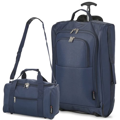Travel Buddies 55x40x20cm & 35x20x20cm Cabin Bag Set Navy