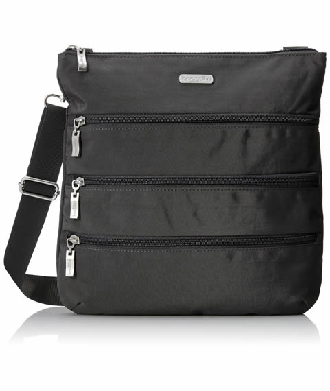 Baggallini Big Zipper Messenger Bag Grey Charcoal